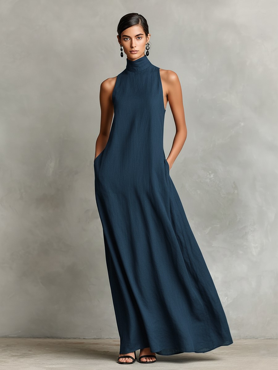 Vestido largo con cuello alto