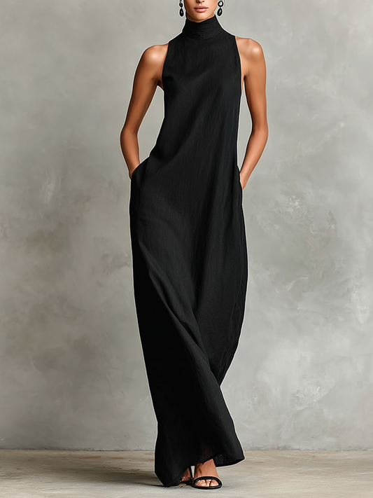 Vestido largo con cuello alto