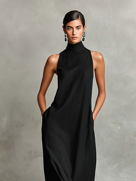 Vestido largo con cuello alto