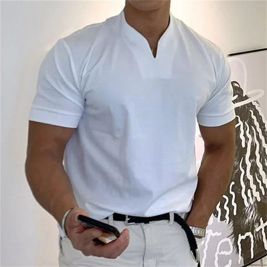 Camiseta deportiva de manga corta con cuello en V
