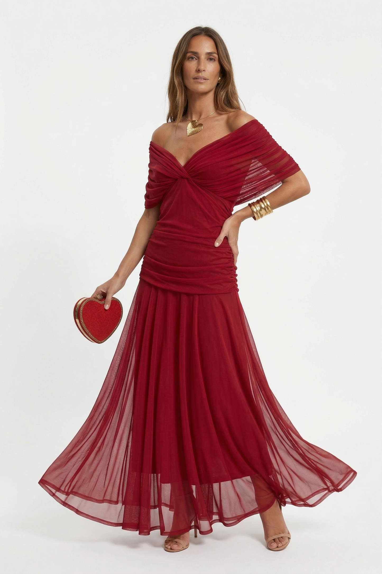 Vestido largo con cuello en v