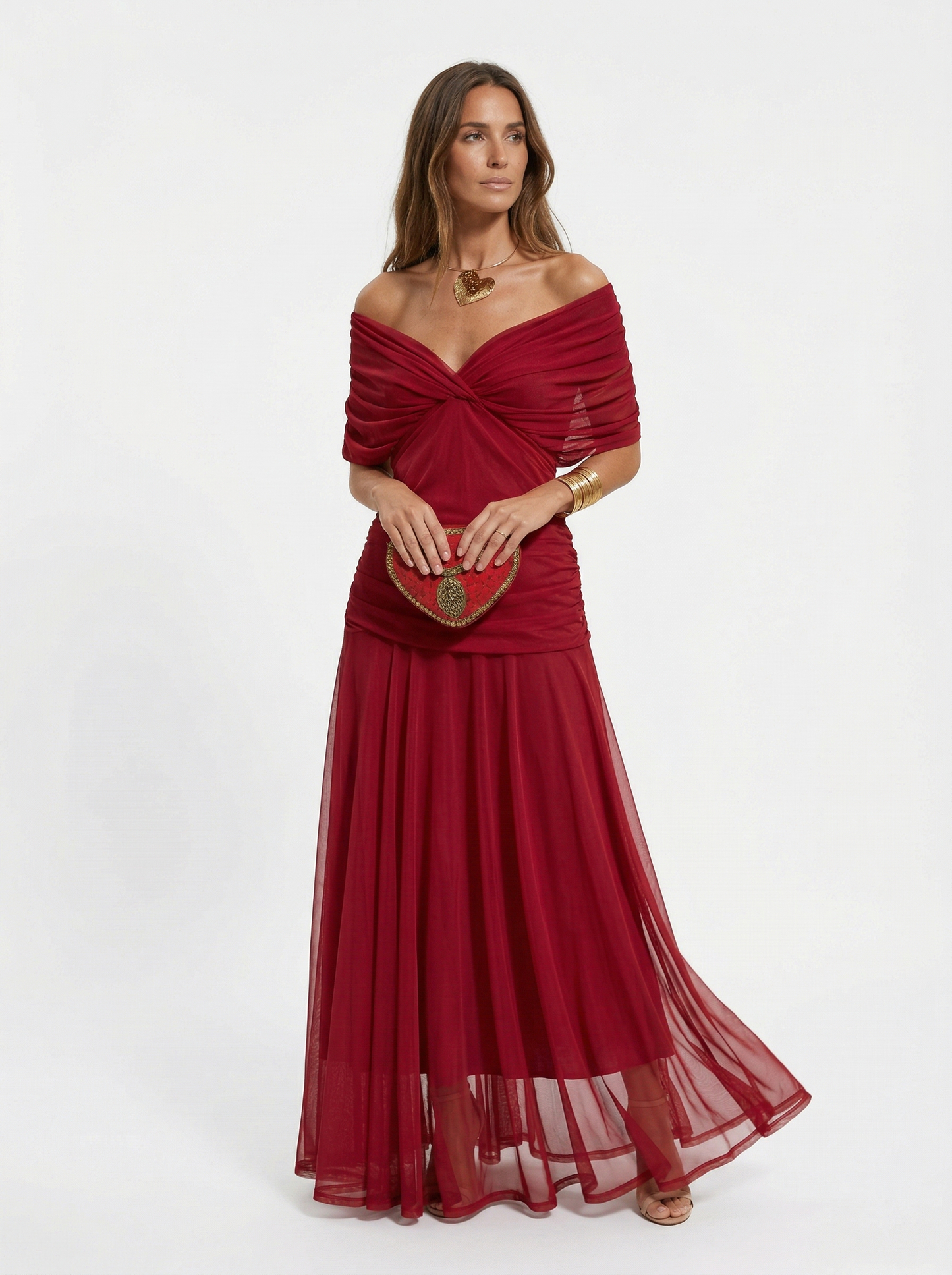 Vestido largo con cuello en v