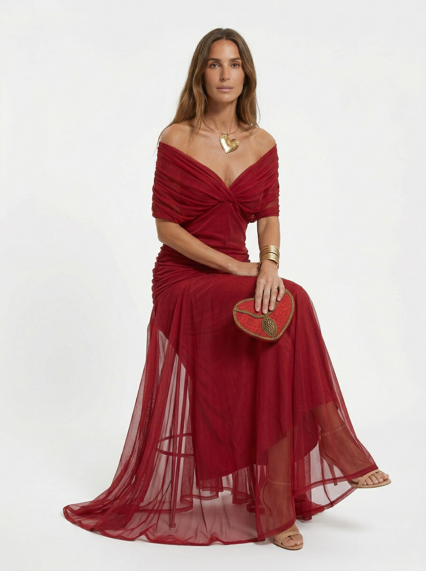 Vestido largo con cuello en v