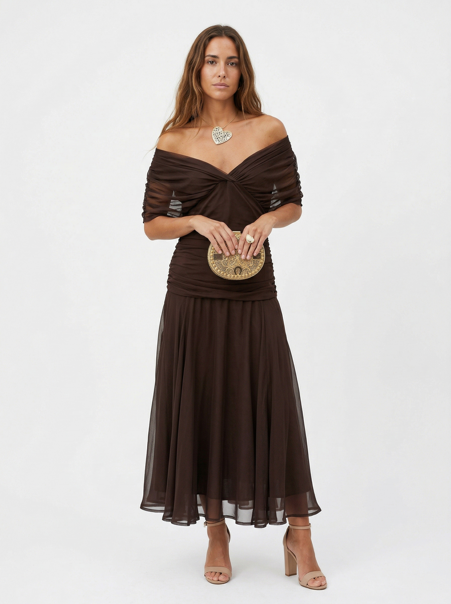 Vestido largo con cuello en v