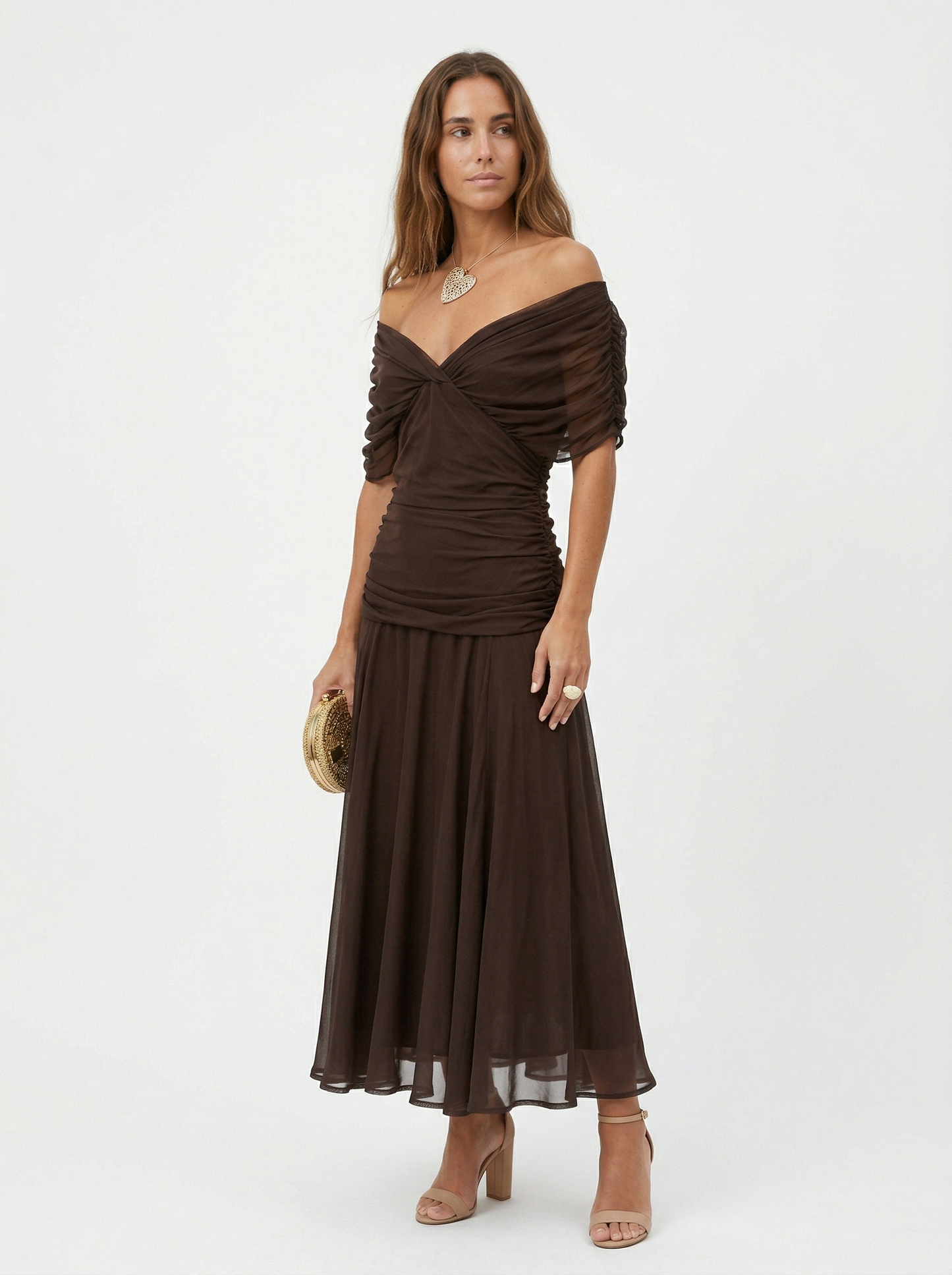 Vestido largo con cuello en v