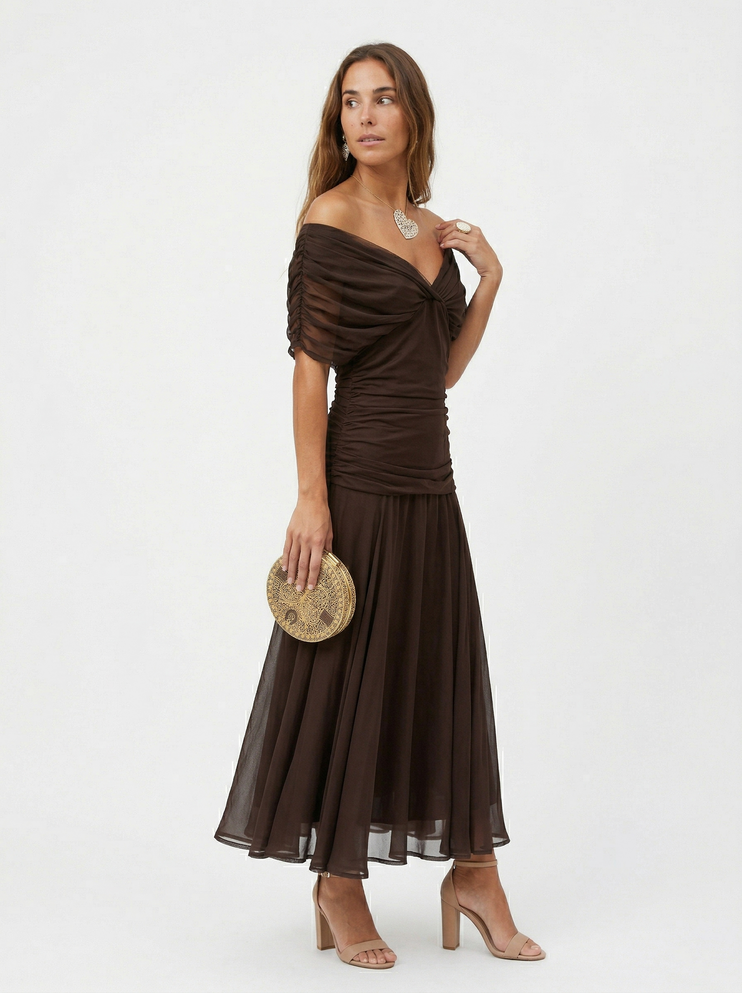 Vestido largo con cuello en v