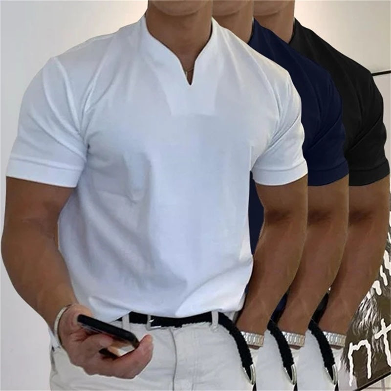 Camiseta deportiva de manga corta con cuello en V