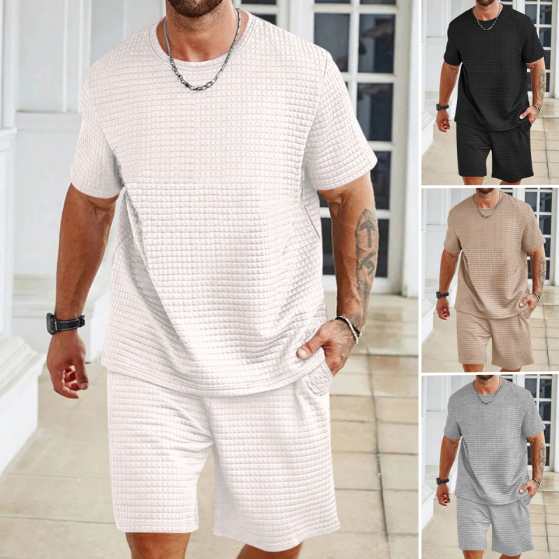 Conjunto de dos piezas para deporte y tiempo libre para hombre, en diseño liso