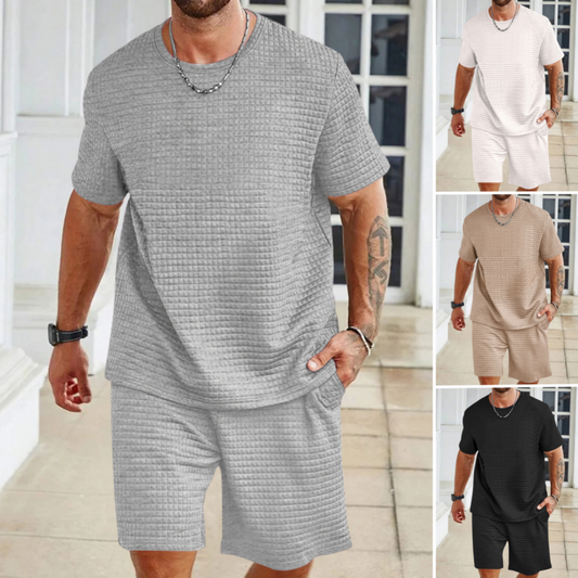 Conjunto de dos piezas para deporte y tiempo libre para hombre, en diseño liso