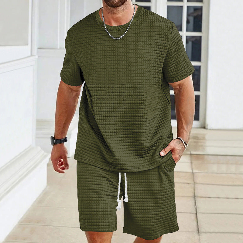 Conjunto de dos piezas para deporte y tiempo libre para hombre, en diseño liso