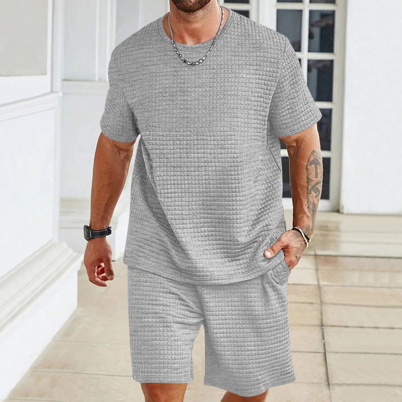 Conjunto de dos piezas para deporte y tiempo libre para hombre, en diseño liso