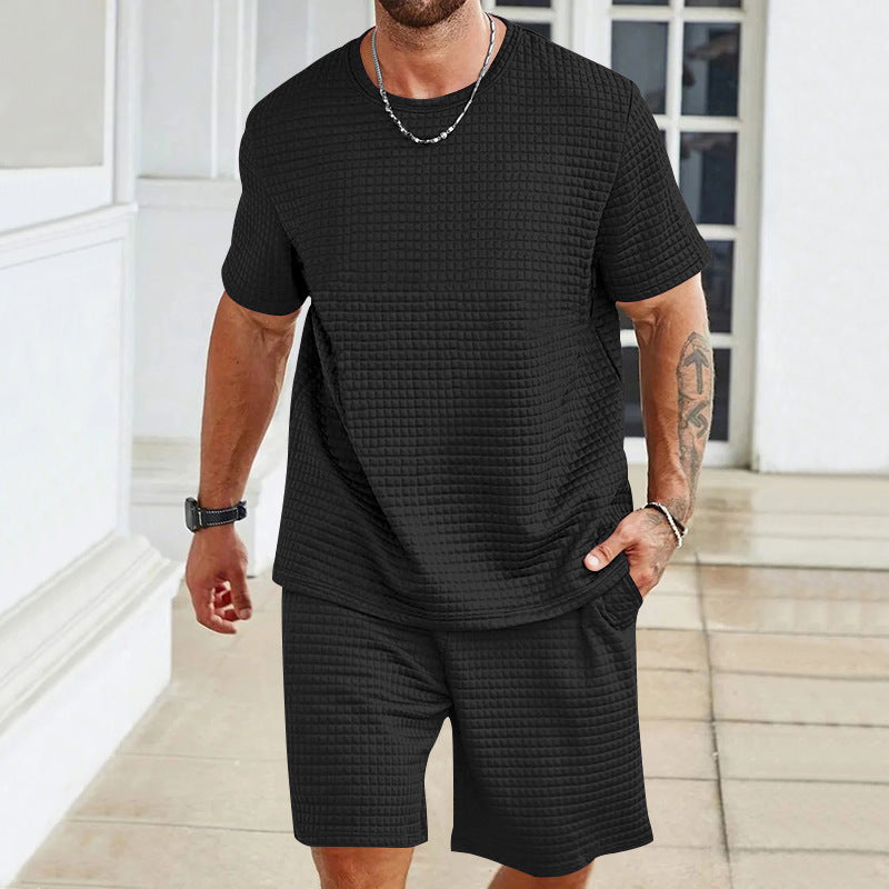 Conjunto de dos piezas para deporte y tiempo libre para hombre, en diseño liso