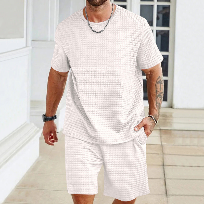Conjunto de dos piezas para deporte y tiempo libre para hombre, en diseño liso