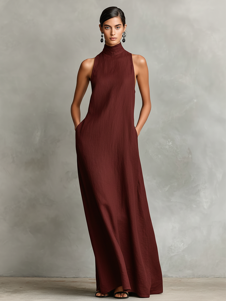 Vestido largo con cuello alto